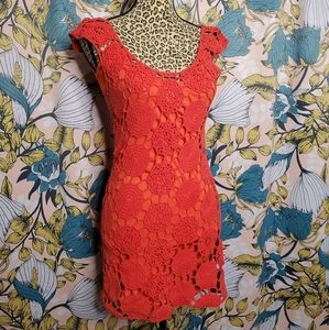 Crochet Red Gianni Bini Mini Dress